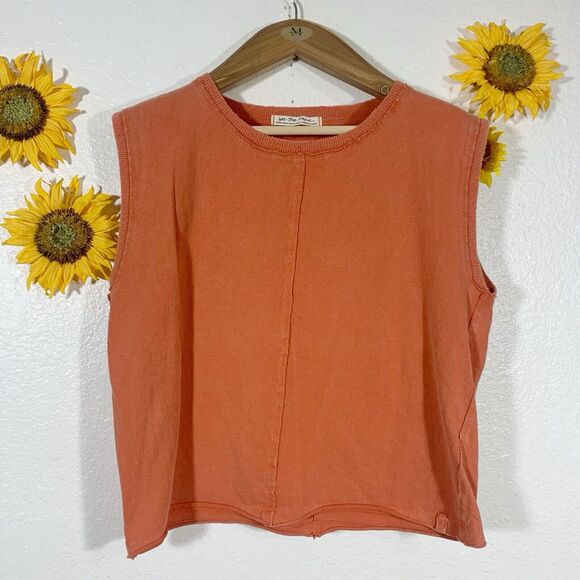 We The Free Orange Faded Rugged Sleeveless Muscle Tee Oversized Size XS Women’s - Picture 1 of 7